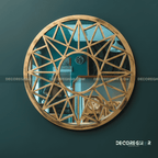 Geometric Sunburst Round Wall Mirror – Gold Decorative Accent for Living Room, Entryway & Bedroom