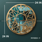 Geometric Sunburst Round Wall Mirror – Gold Decorative Accent for Living Room, Entryway & Bedroom