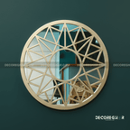 Geometric Sunburst Round Wall Mirror – Gold Decorative Accent for Living Room, Entryway & Bedroom