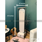 Oval Rotating Standing Mirror with Drawer Unit