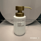 Luxury Fluted White Ceramic Bathroom Set with Gold Pump (4-Piece)