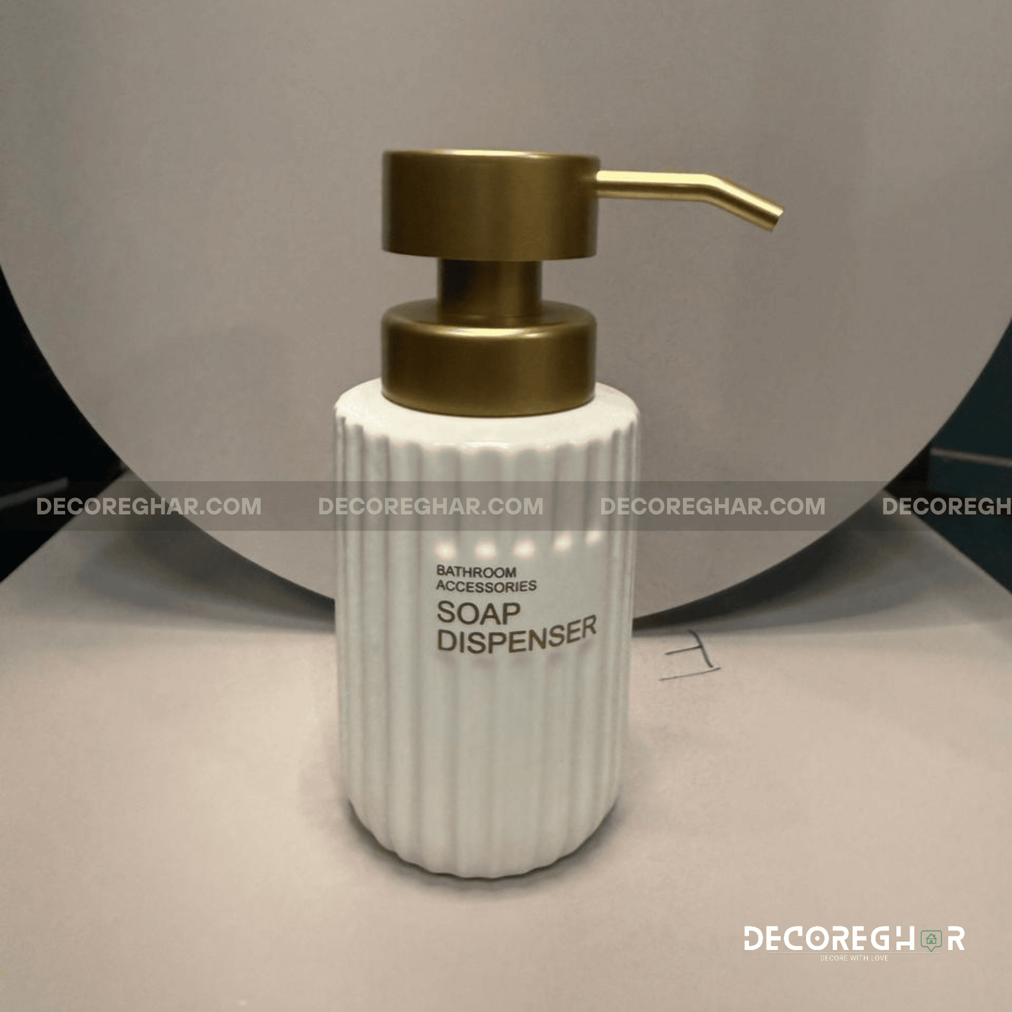 Luxury Fluted White Ceramic Bathroom Set with Gold Pump (4-Piece)