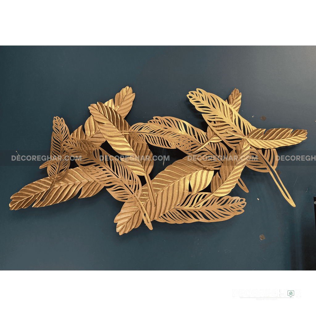 Gilded Feather Plume Metal Wall Art