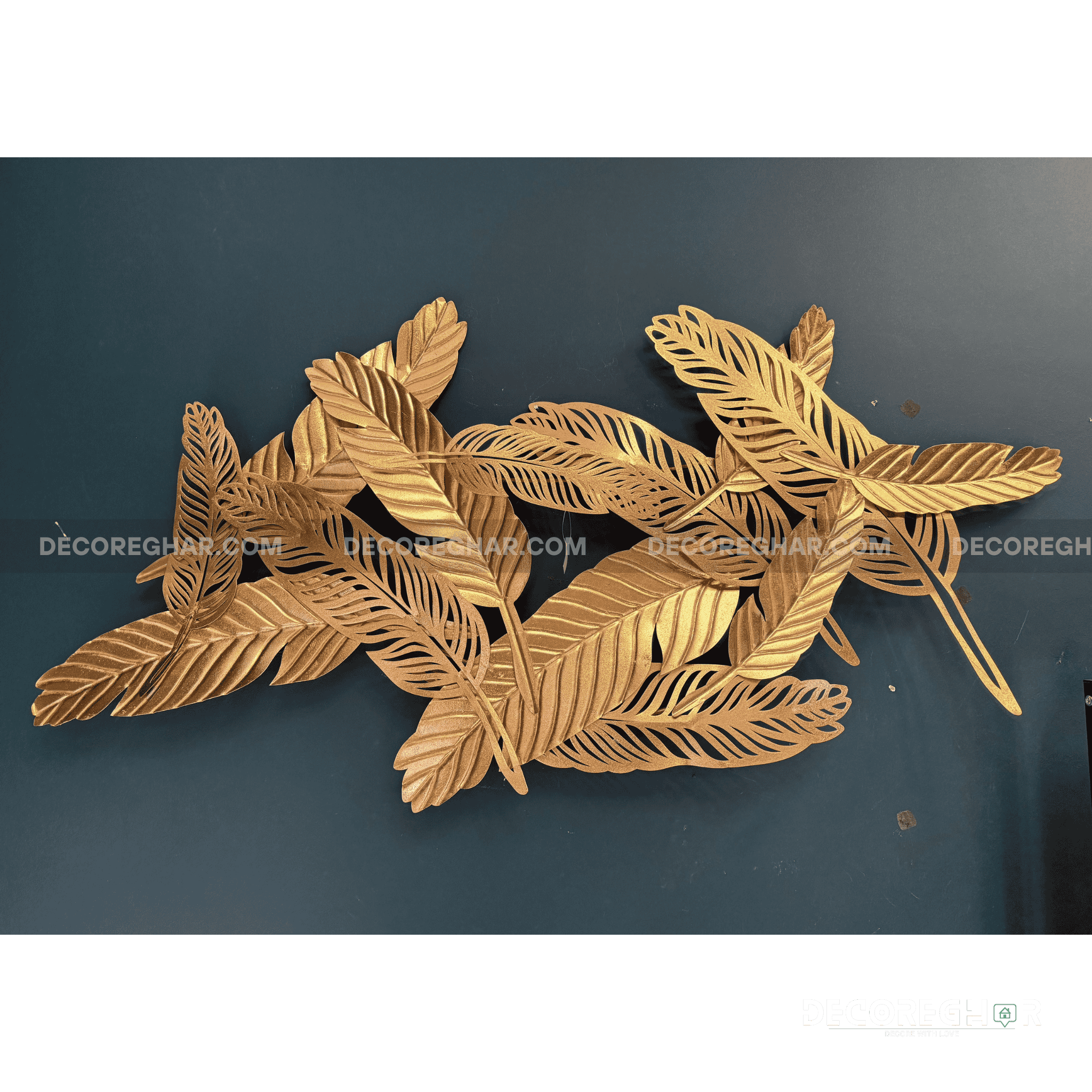 Gilded Feather Plume Metal Wall Art