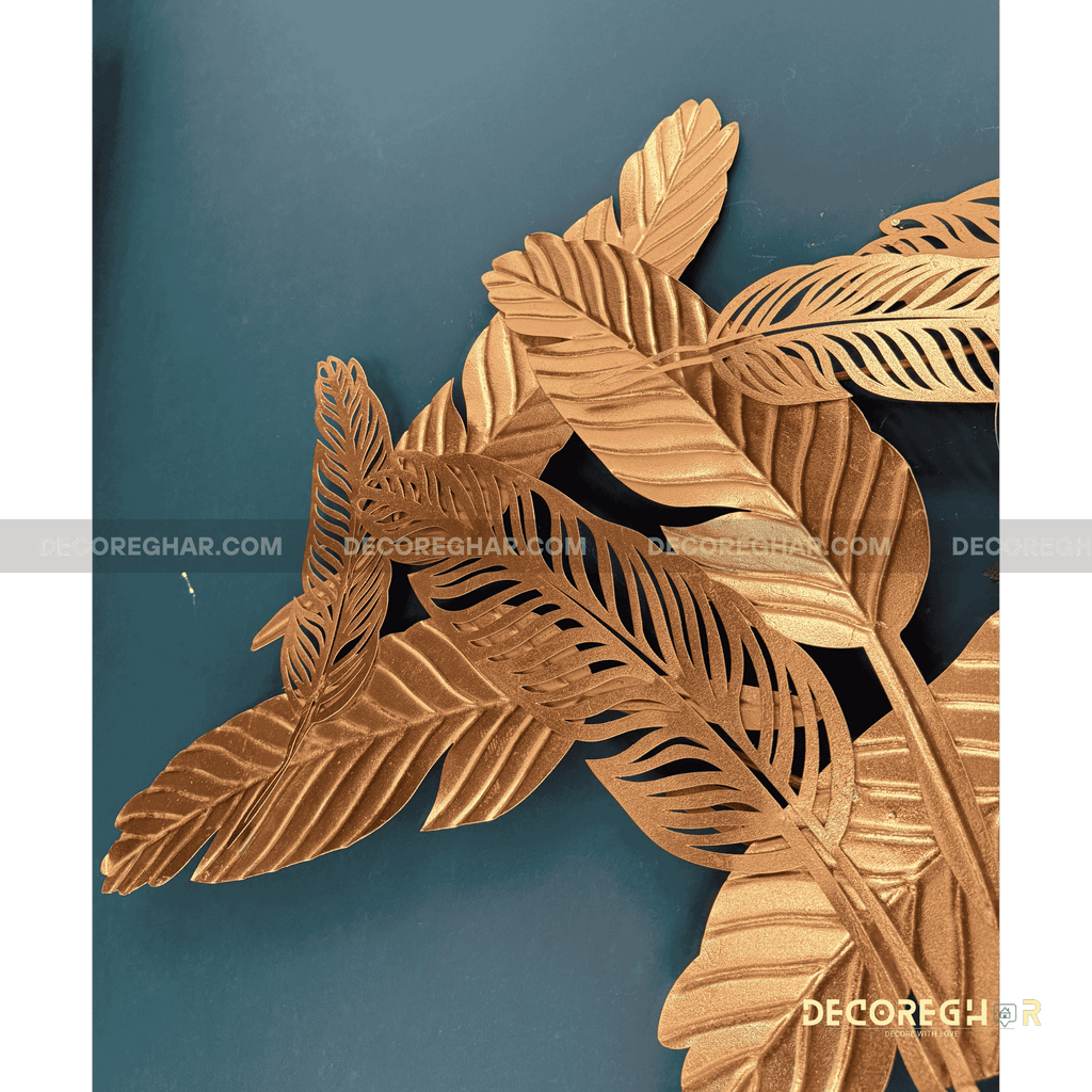 Gilded Feather Plume Metal Wall Art