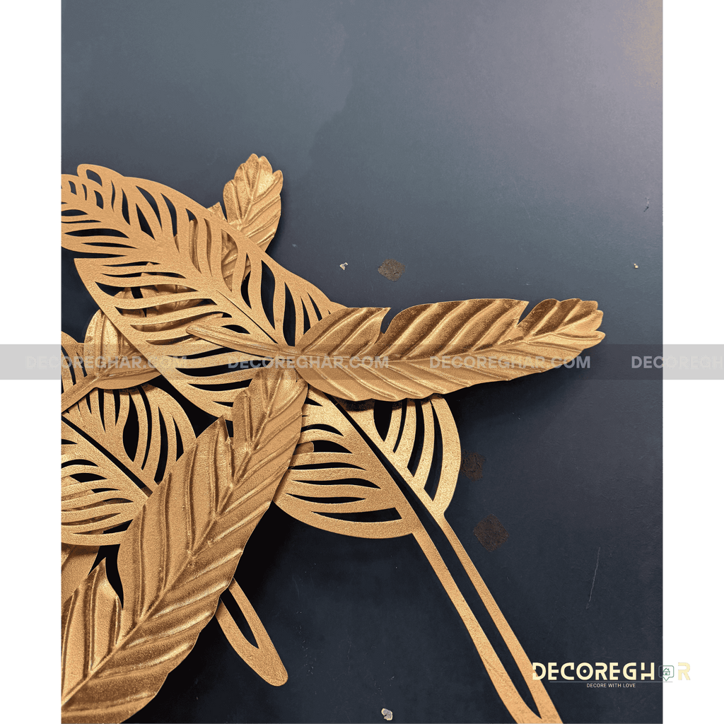 Gilded Feather Plume Metal Wall Art