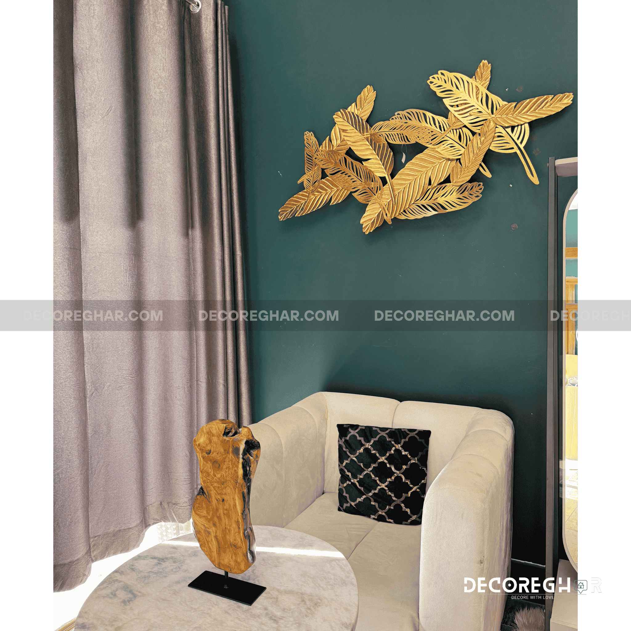 Gilded Feather Plume Metal Wall Art