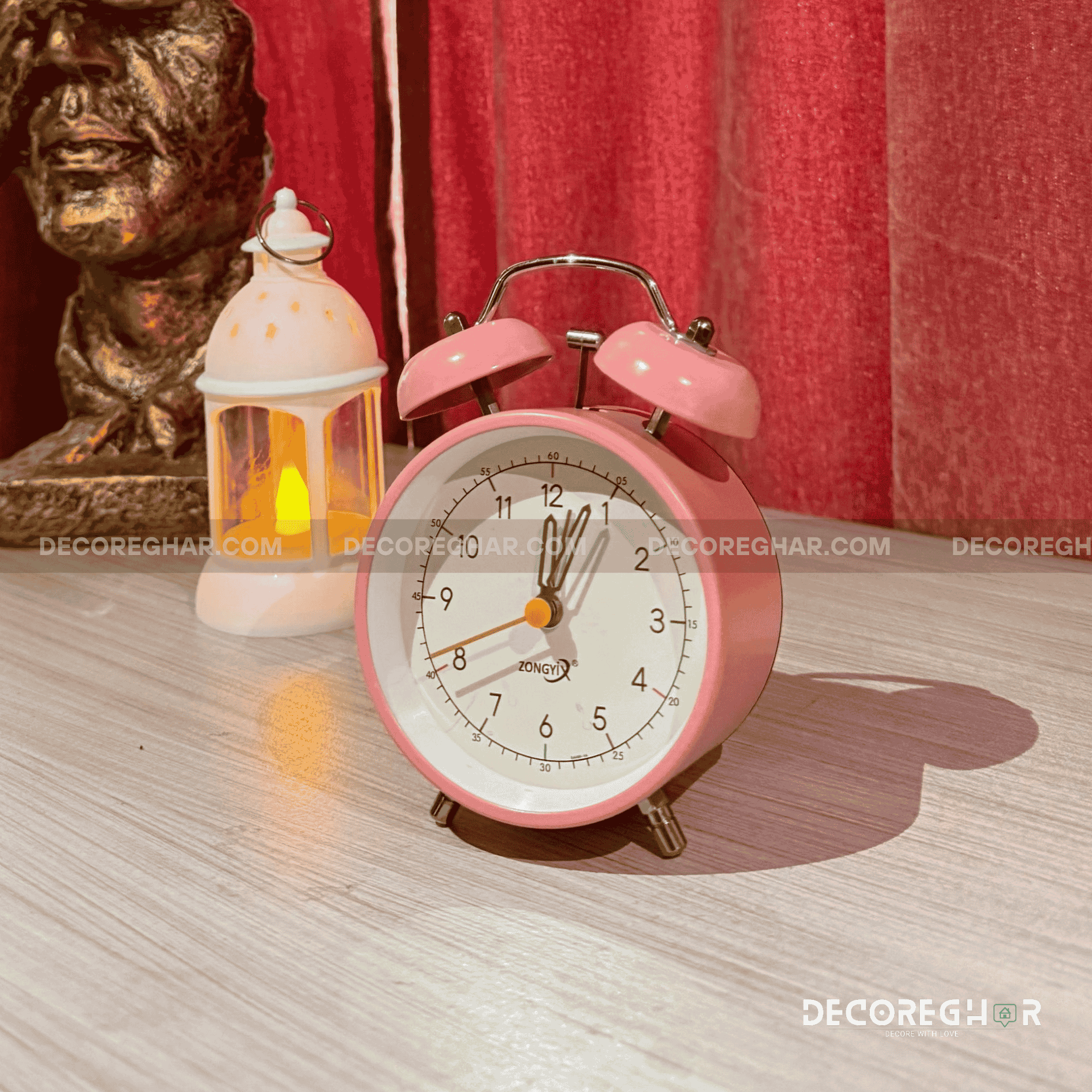 Vintage Pink Alarm Clock – Automatic & Imported, Timeless Charm for Your Space