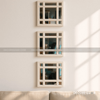 Modern Geometric Wall Mirrors – Set of 3 Decorative Square Mirrors for Living Room & Bedroom