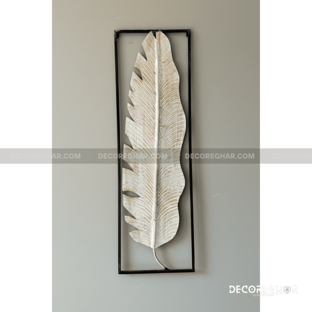 Hand Crafted  Botanical Feather-Leaf Metal Wall Art