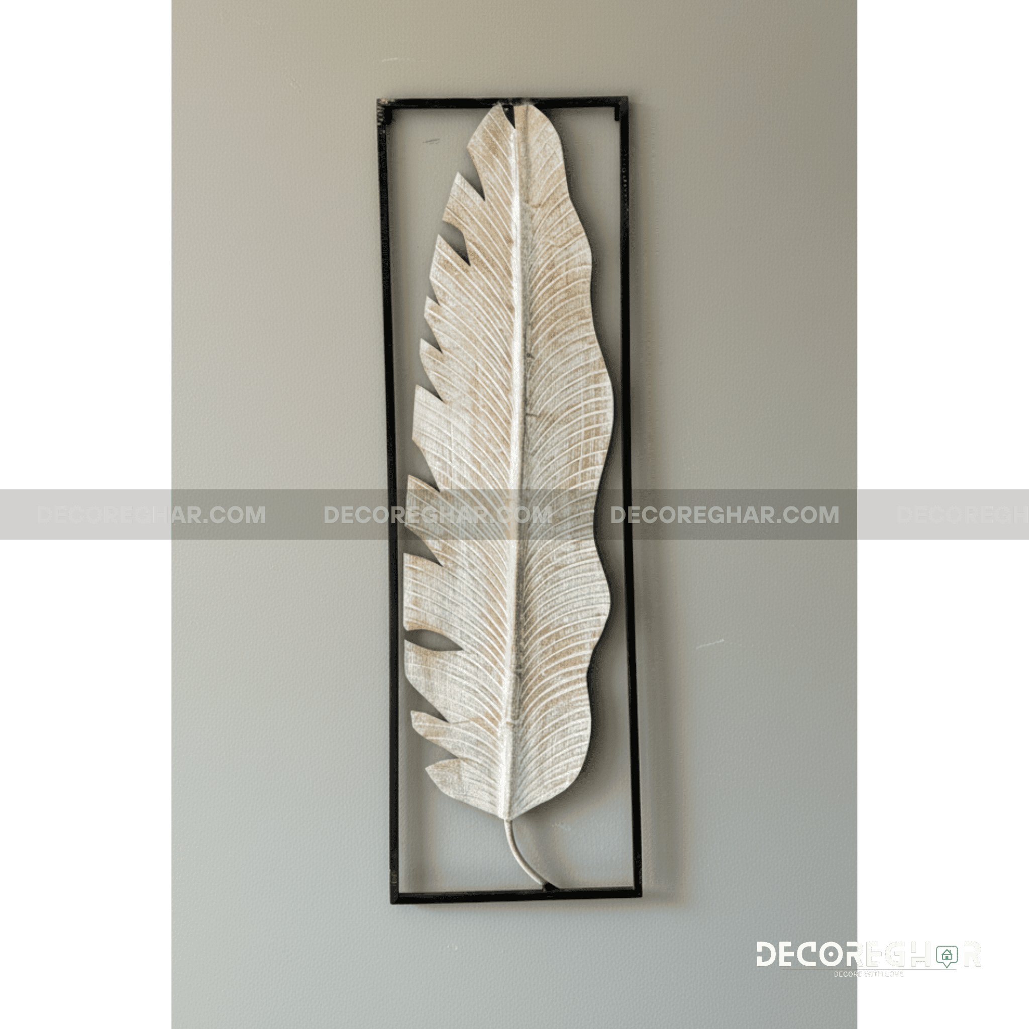 Hand Crafted  Botanical Feather-Leaf Metal Wall Art