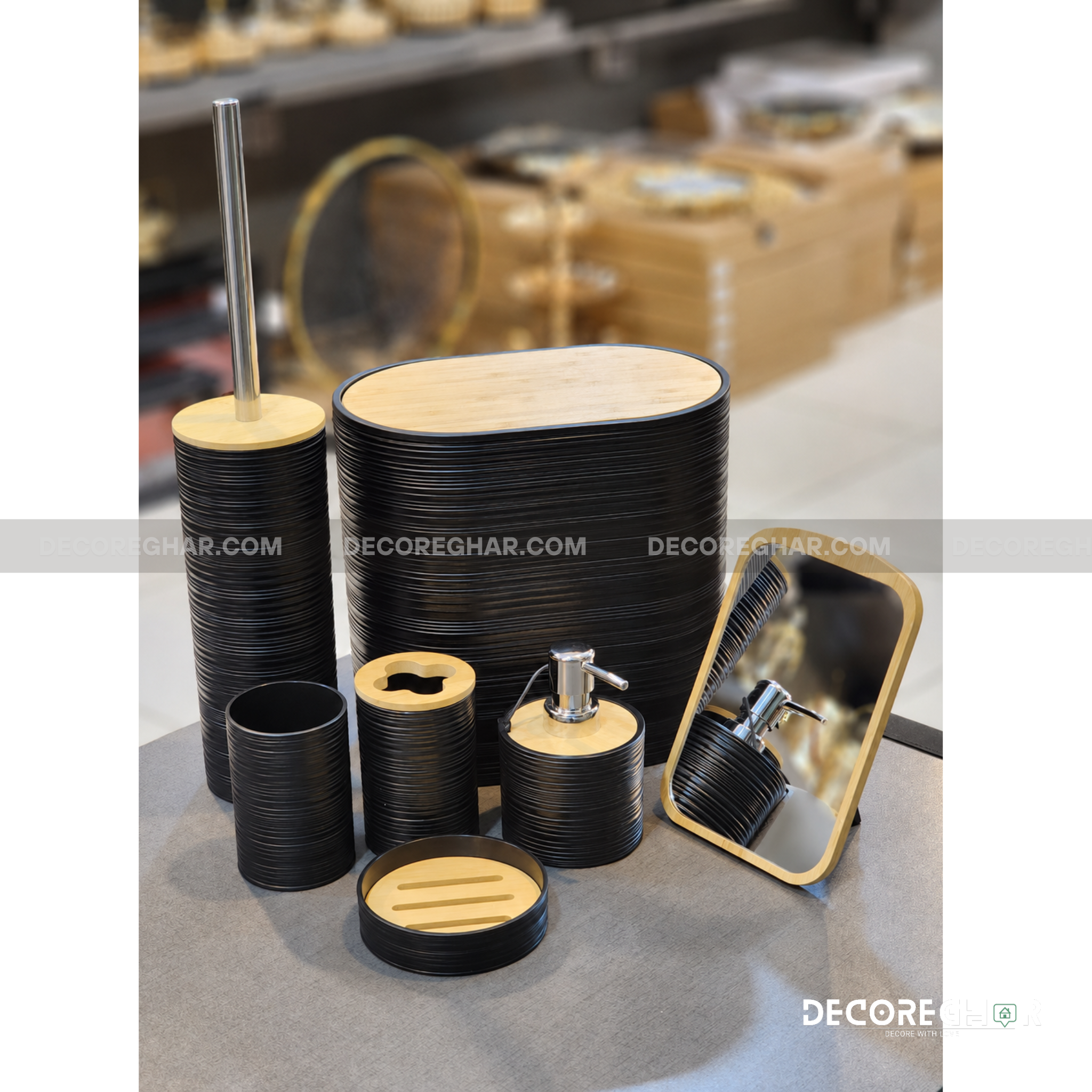 Modern Bathroom Accessories Set | Minimalist Ribbed Design | Countertop Organizer Collection