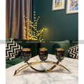 Elegant Gold-Plated Candelabra with Marble-Effect Cups