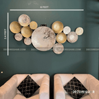 Modern Metallic Wall Art – Handcrafted Circular Discs | 6ft Wide Metal Wall Décor