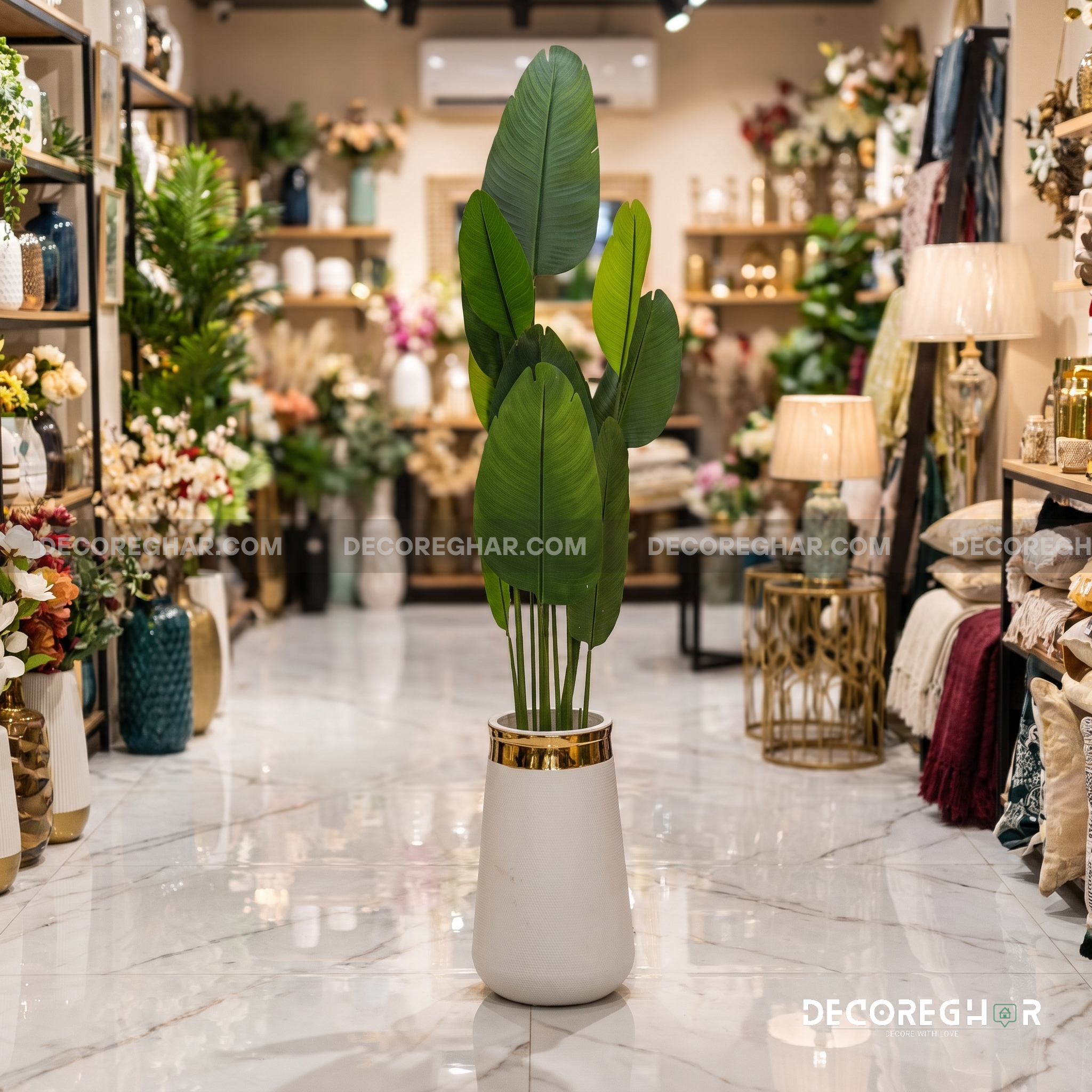 Artificial Banana Leaf Plant with Decorative Pot