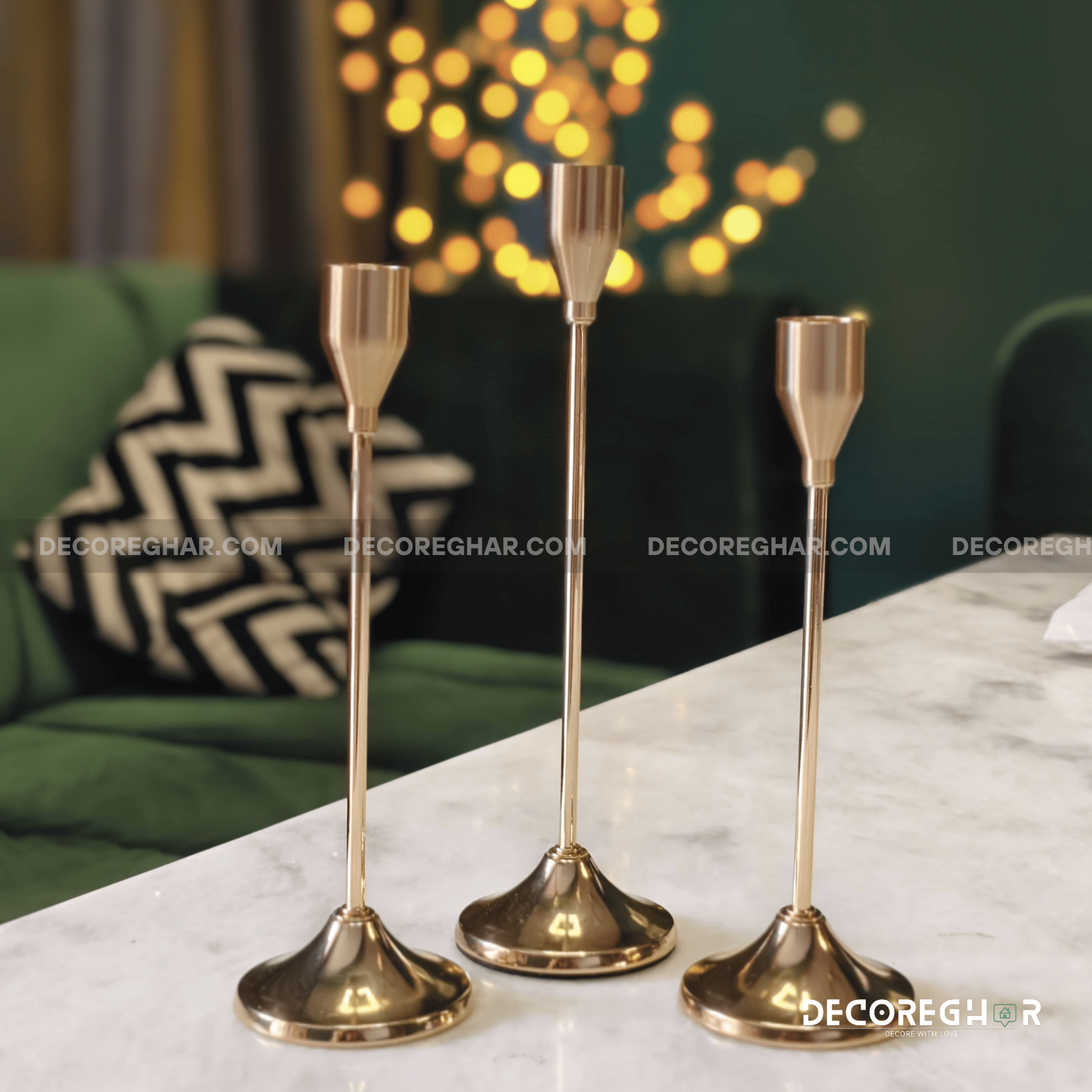 Elegant Gold Candle Holder Set – Modern Minimalist Metal Candle Stands for Home Décor