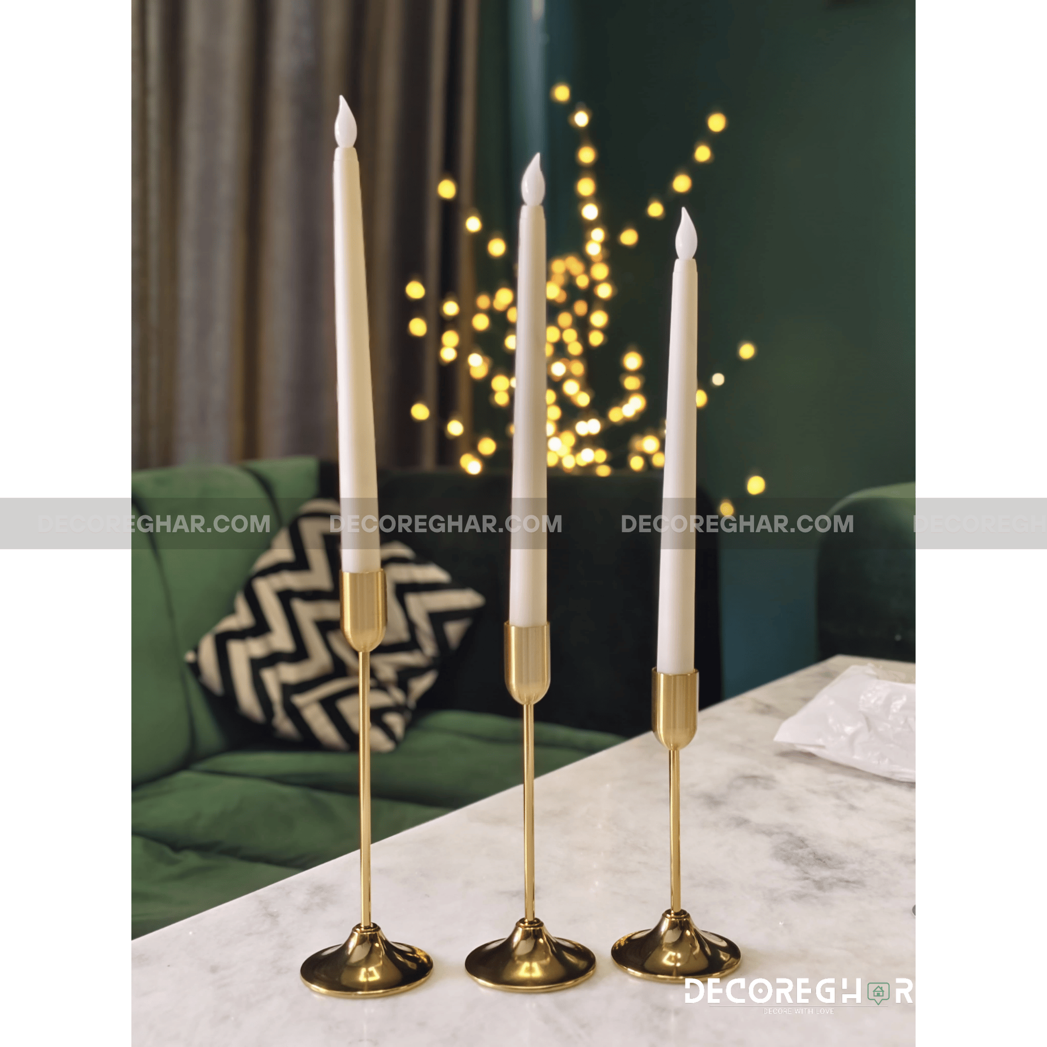 Elegant Gold Candle Holder Set – Modern Minimalist Metal Candle Stands for Home Décor