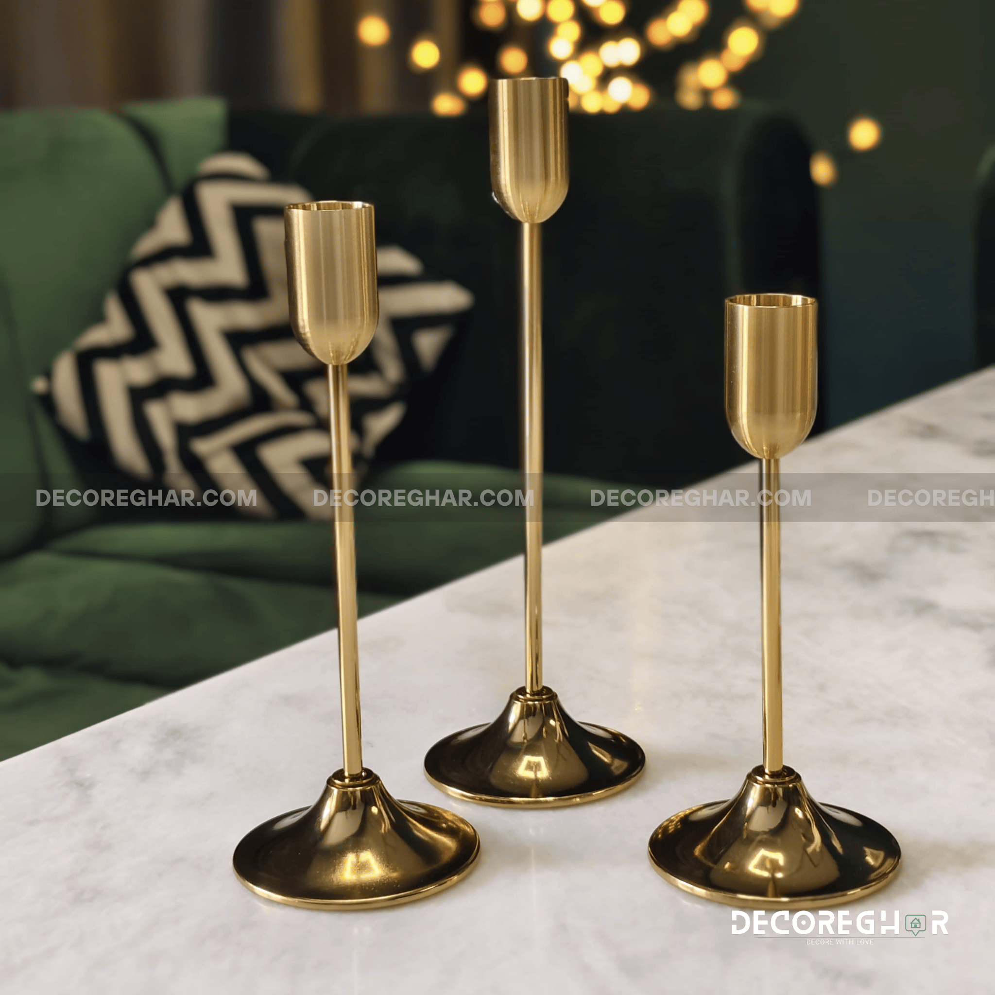 Elegant Gold Candle Holder Set – Modern Minimalist Metal Candle Stands for Home Décor
