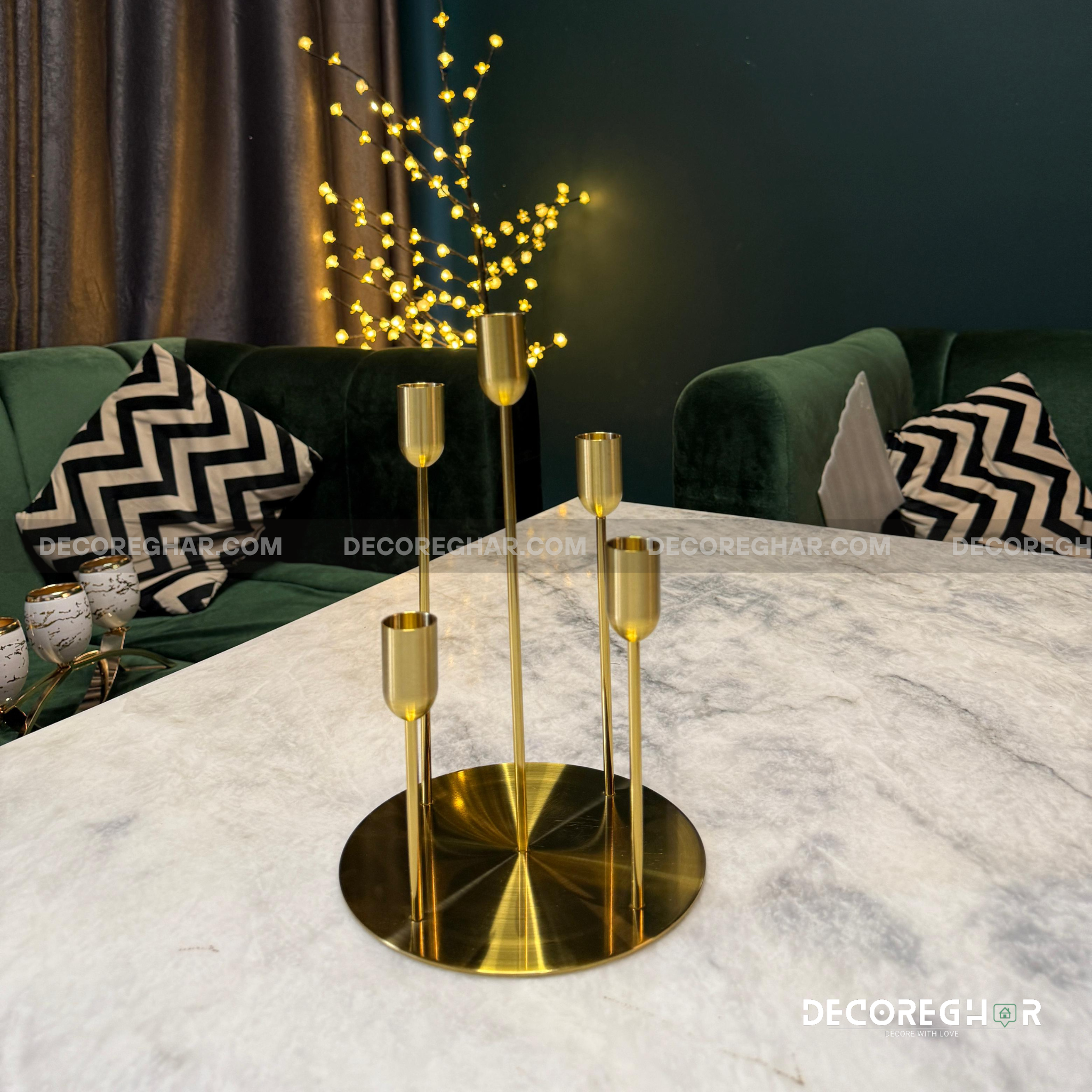 Elegant Gold Candle Holder Set – Modern Minimalist Metal Candle Stands for Home Décor