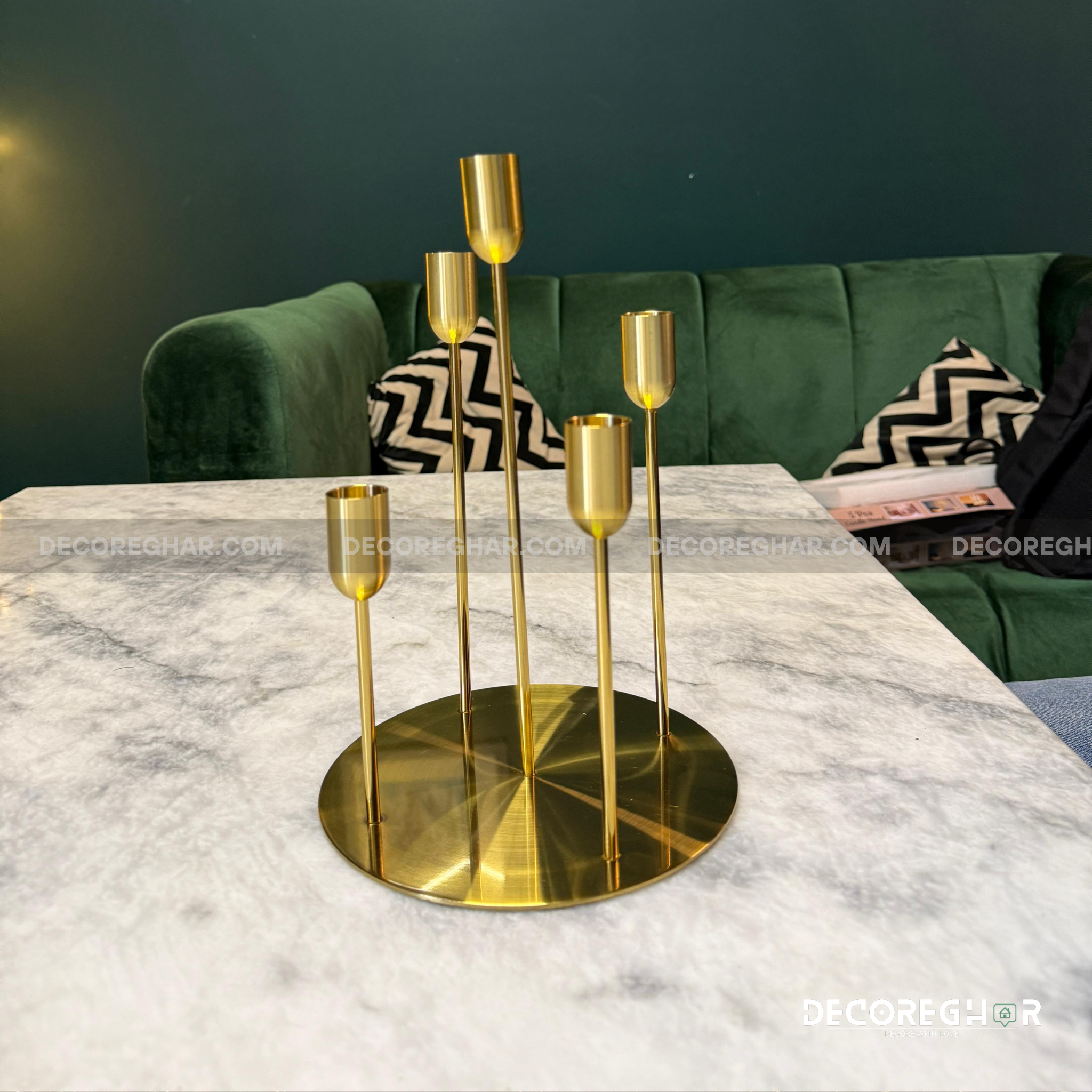 Elegant Gold Candle Holder Set – Modern Minimalist Metal Candle Stands for Home Décor