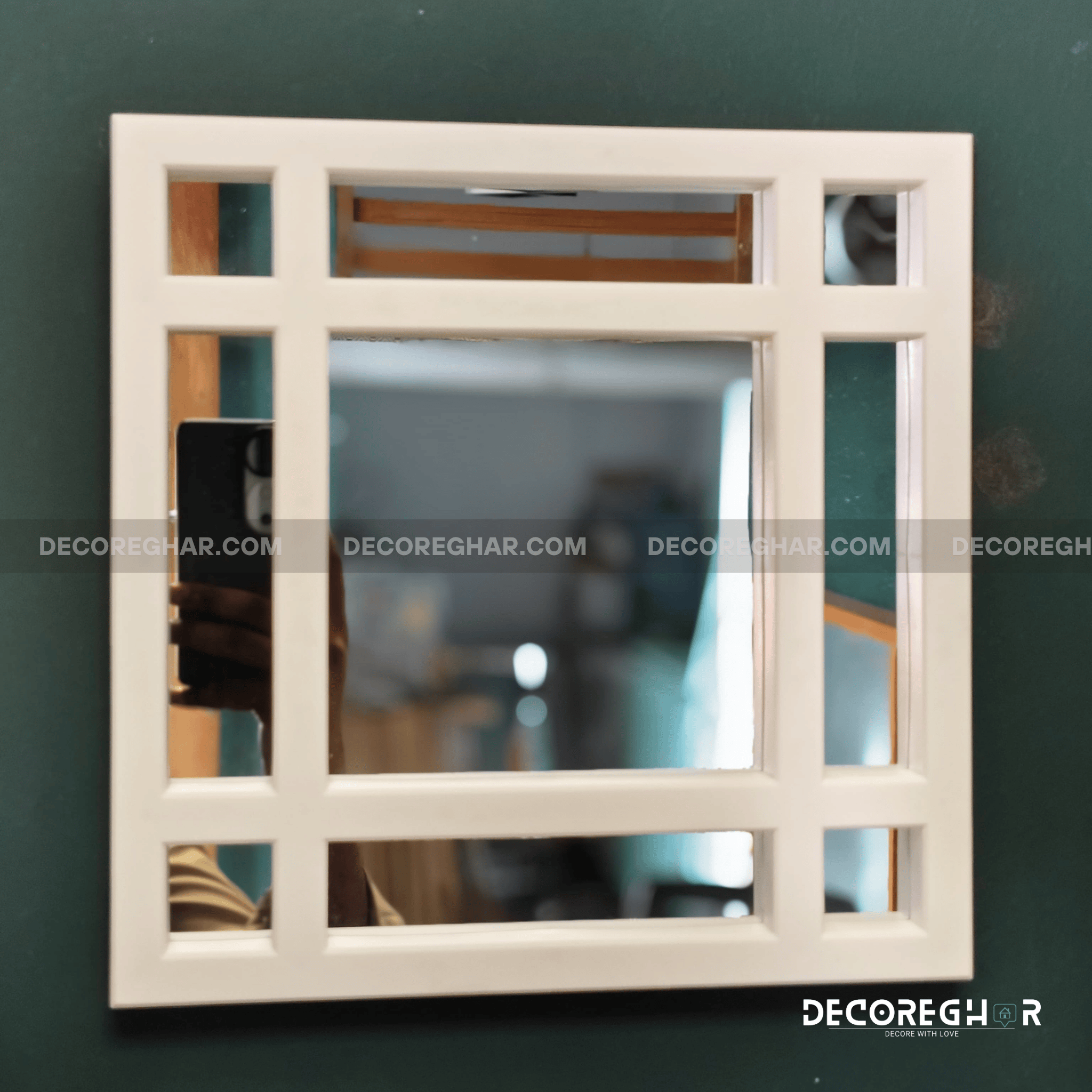 Modern Geometric Wall Mirrors – Set of 3 Decorative Square Mirrors for Living Room & Bedroom