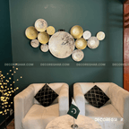 Modern Metallic Wall Art – Handcrafted Circular Discs | 6ft Wide Metal Wall Décor