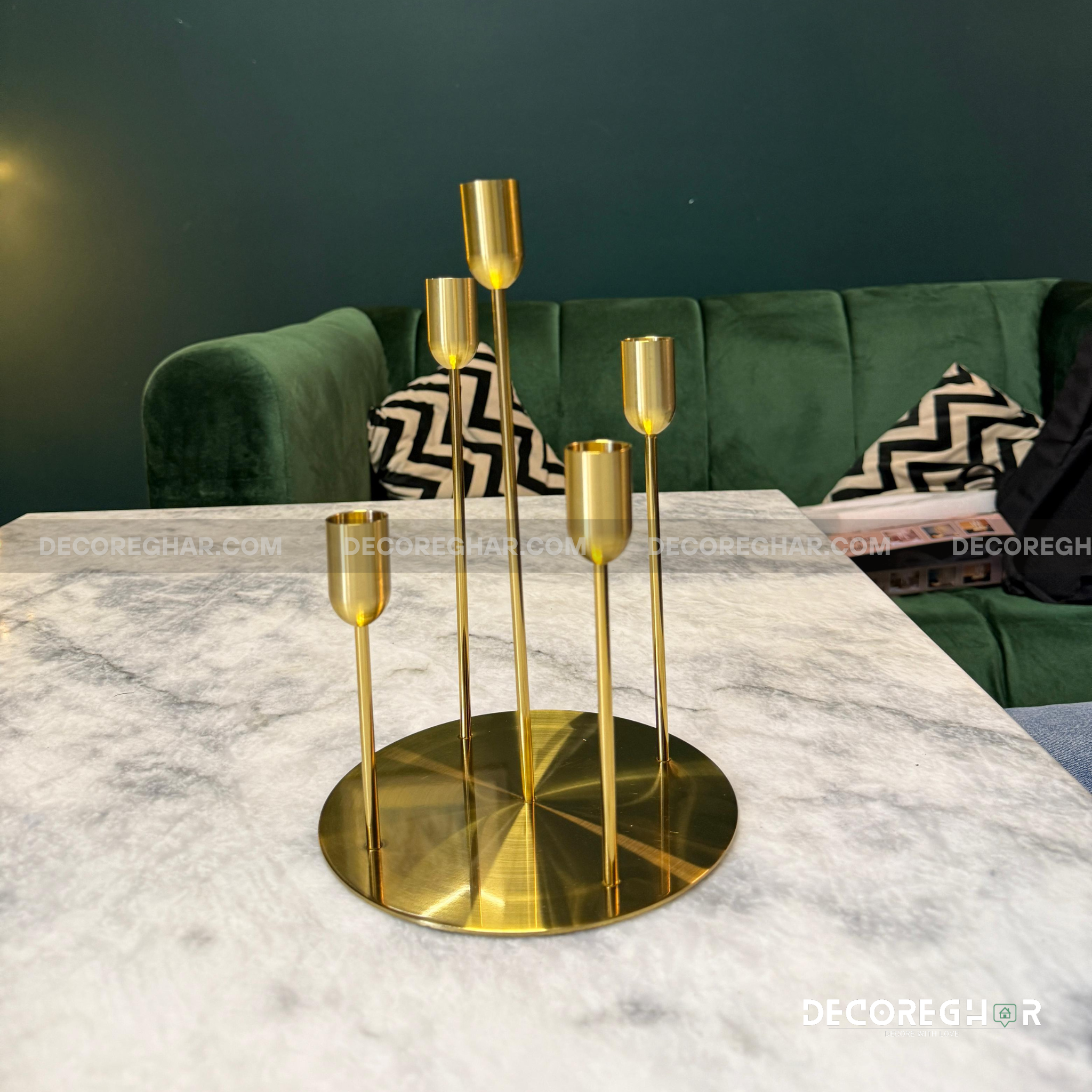 Elegant Gold Candle Holder Set – Modern Minimalist Metal Candle Stands for Home Décor