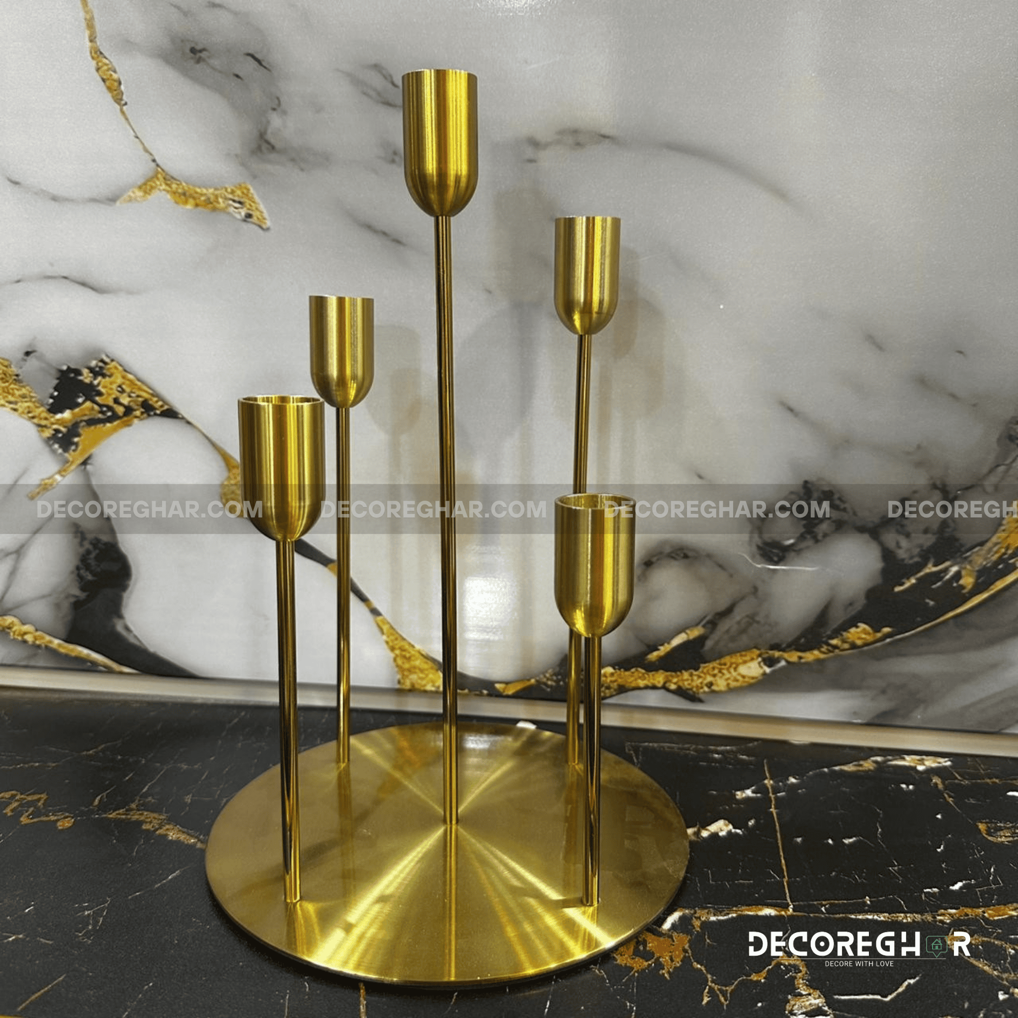 Elegant Gold Candle Holder Set – Modern Minimalist Metal Candle Stands for Home Décor