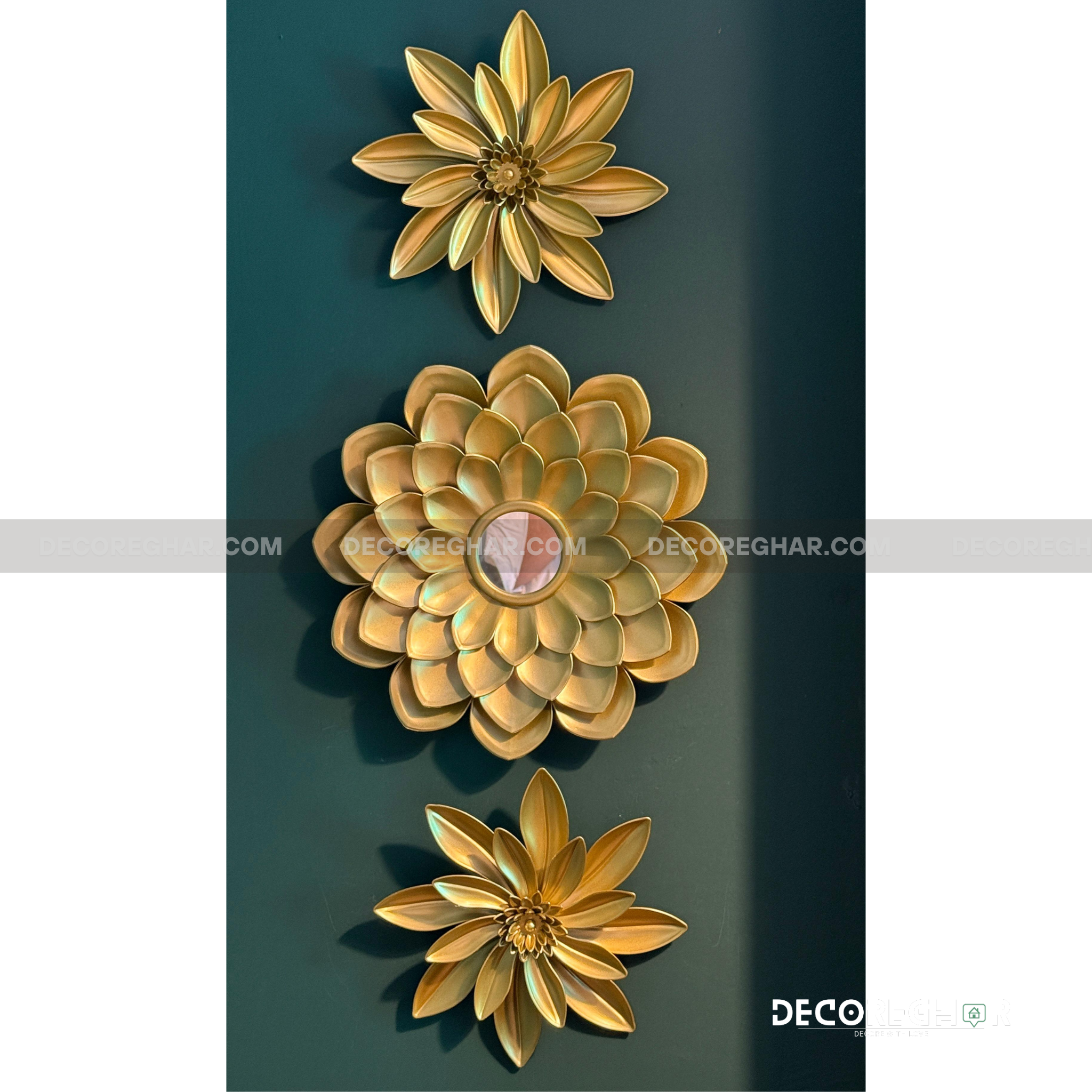 ART DECO GOLDEN ROUND MIRRORS (SET OF THREE)