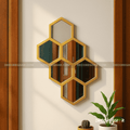 Hexagonal Honeycomb Wall Mirror – Modern Gold Frame