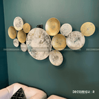 Modern Metallic Wall Art – Handcrafted Circular Discs | 6ft Wide Metal Wall Décor