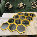 Hexagonal Honeycomb Wall Mirror – Modern Gold Frame