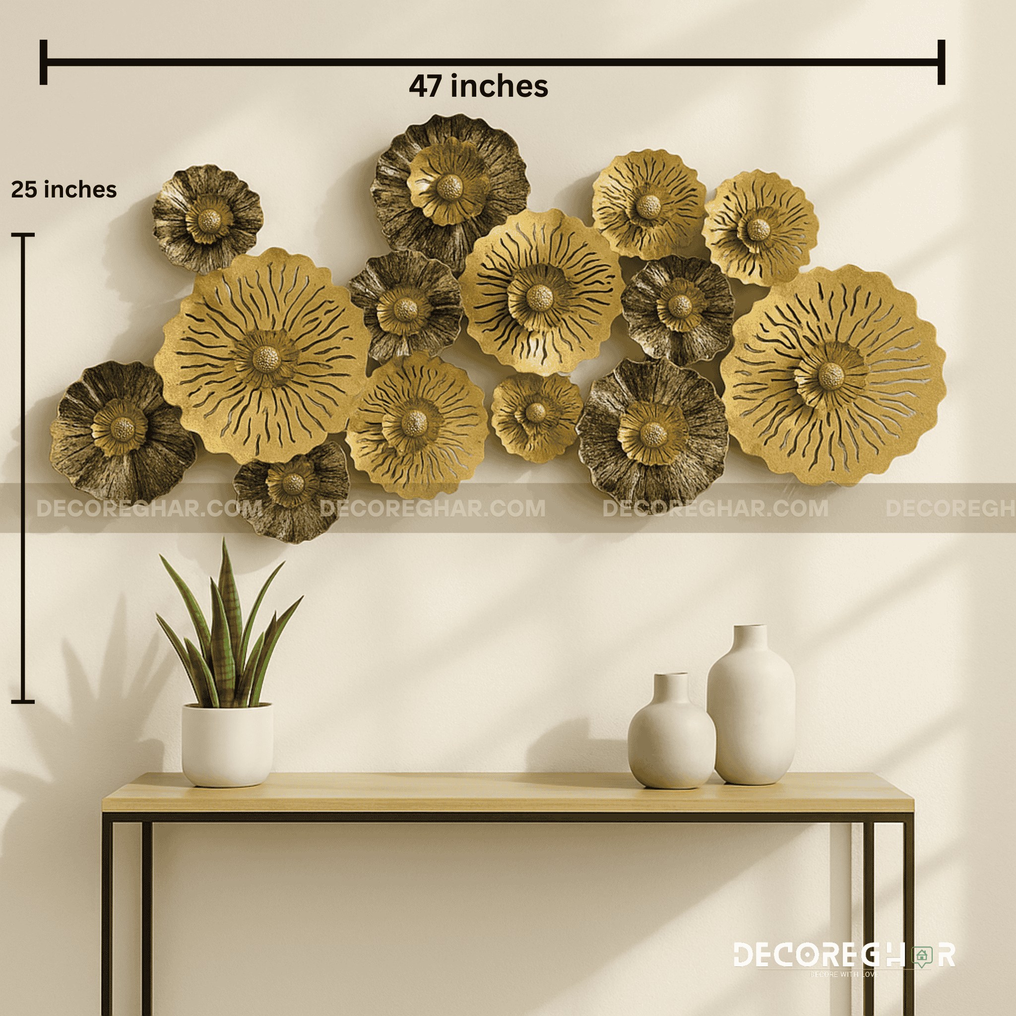 Golden Bloom Metal Wall Art – 3D Floral Luxury Décor
