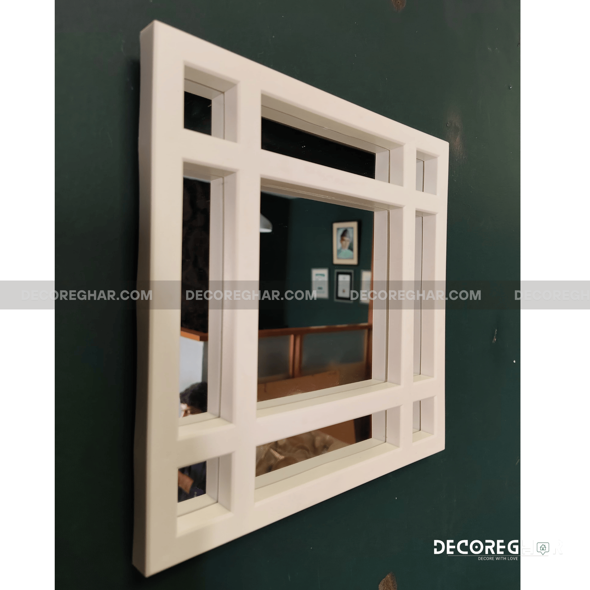 Modern Geometric Wall Mirrors – Set of 3 Decorative Square Mirrors for Living Room & Bedroom