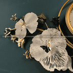 Elegant Floral Wall Clock – Gold Frame with 3D Metal Flower Design