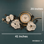 Elegant Floral Wall Clock – Gold Frame with 3D Metal Flower Design