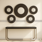 Elegant Black Wall Mirrors with Gold Detailing - Set of 5