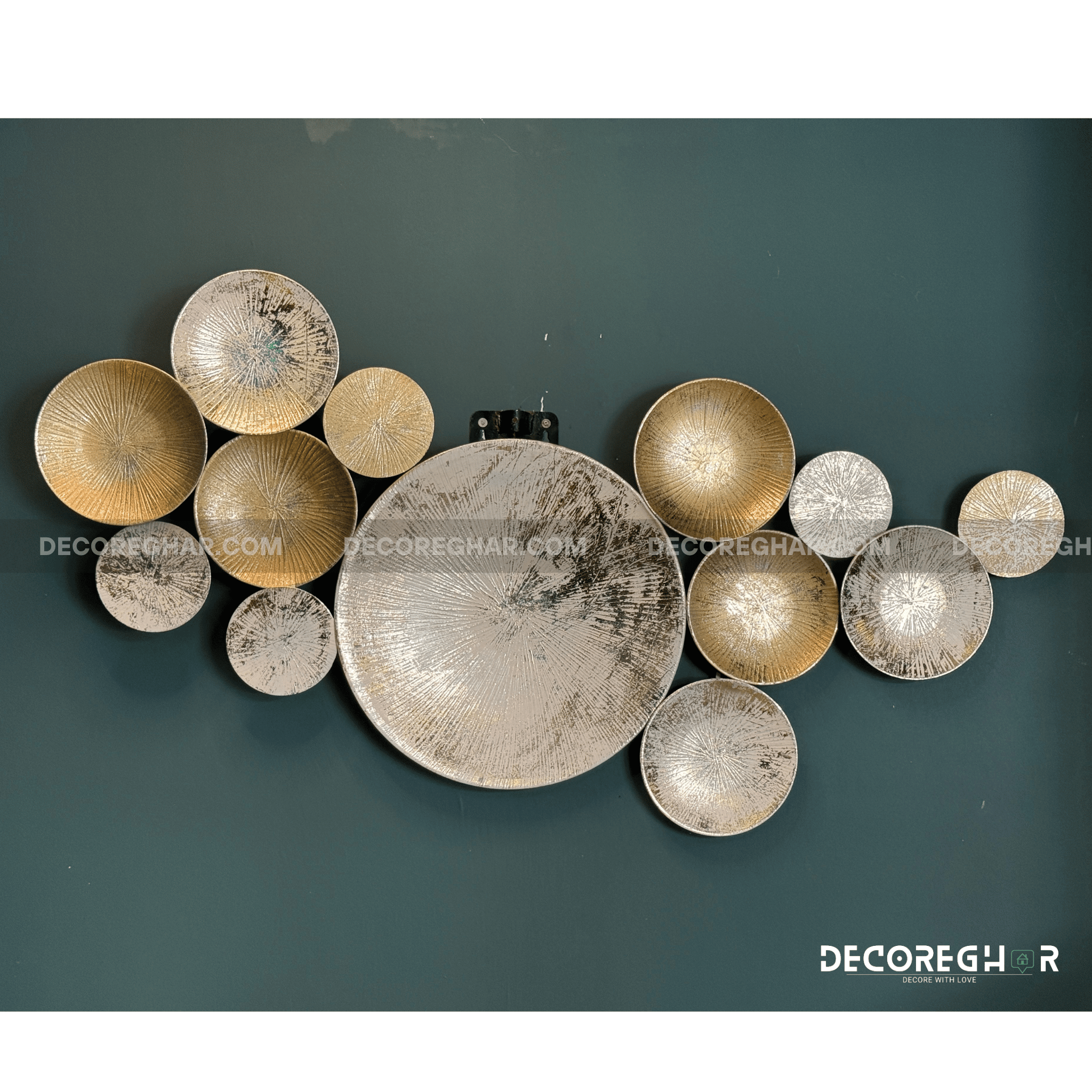 Modern Metallic Wall Art – Handcrafted Circular Discs | 6ft Wide Metal Wall Décor