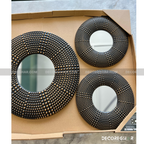 Elegant Black Wall Mirrors with Gold Detailing - Set of 5