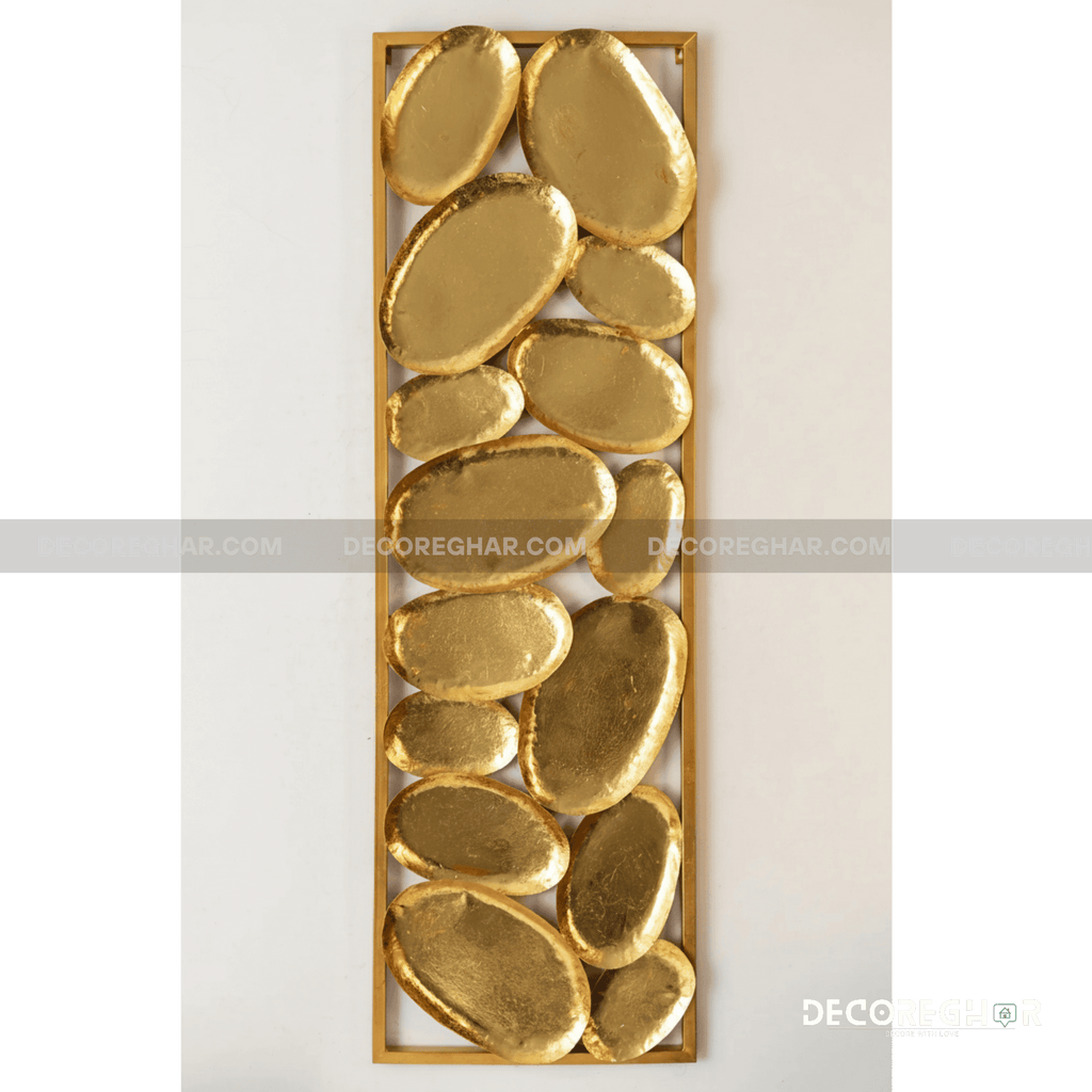 Golden Pebble Wall Art – Luxurious Metal Wall Décor