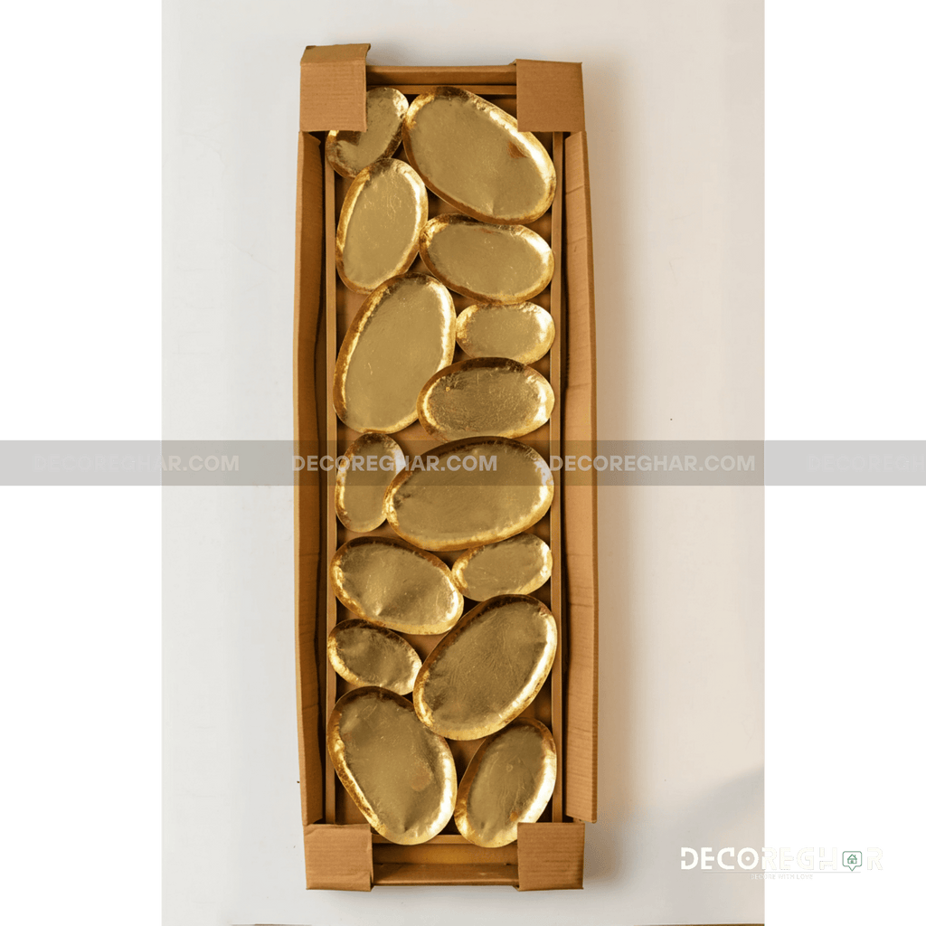 Golden Pebble Wall Art – Luxurious Metal Wall Décor