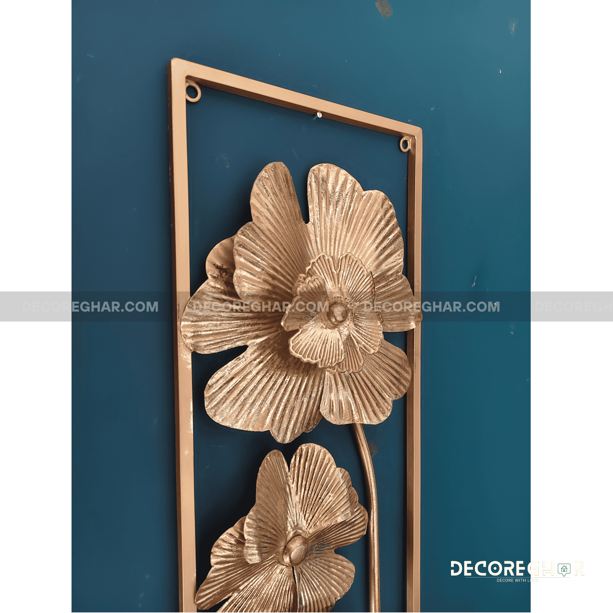 Chic Golden Wall Art Frame with Floral Detailing