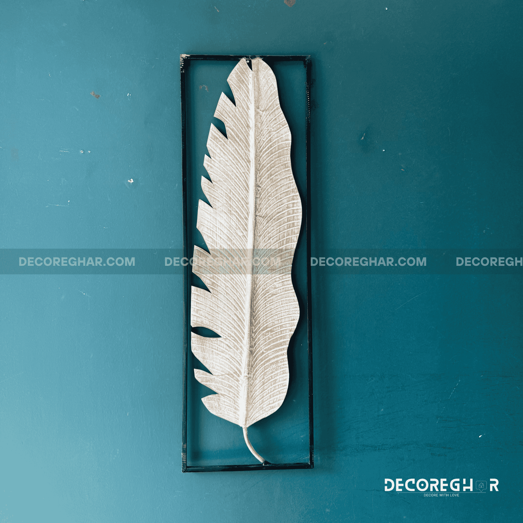 Hand Crafted  Botanical Feather-Leaf Metal Wall Art