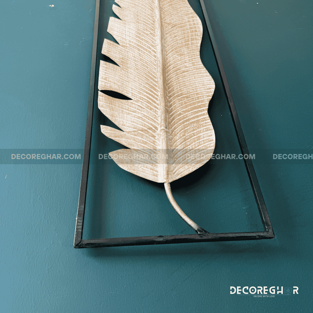 Hand Crafted  Botanical Feather-Leaf Metal Wall Art