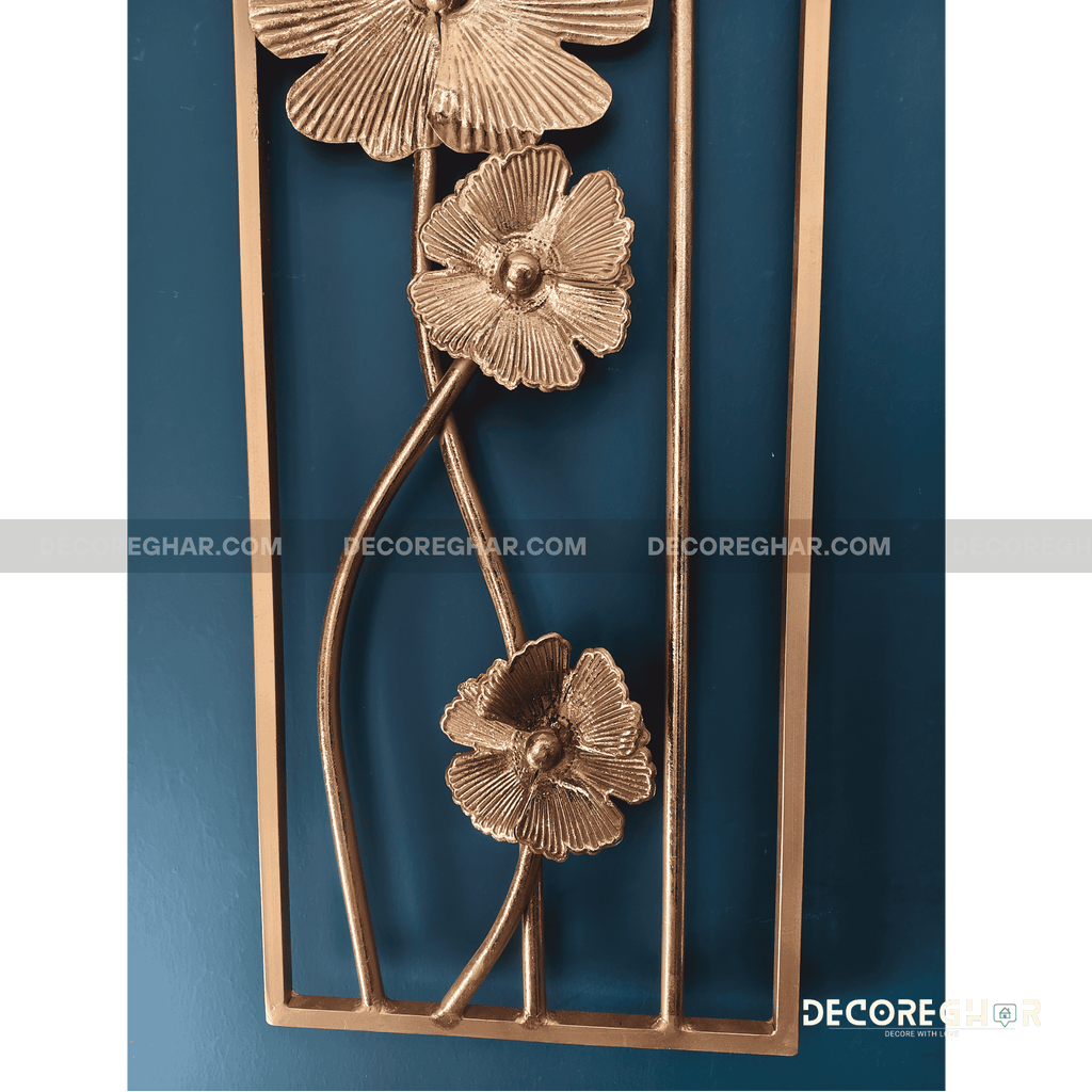 Chic Golden Wall Art Frame with Floral Detailing