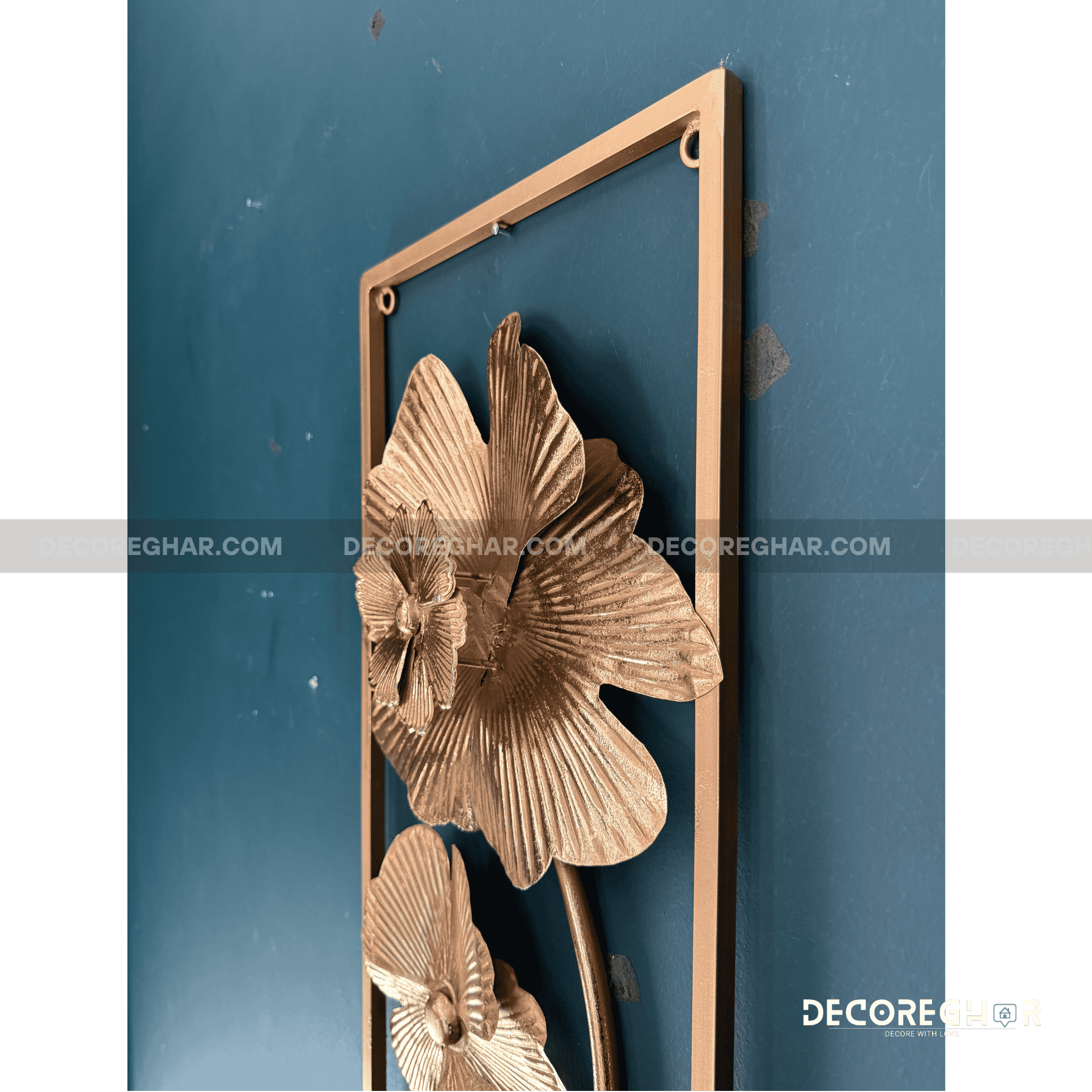 Chic Golden Wall Art Frame with Floral Detailing