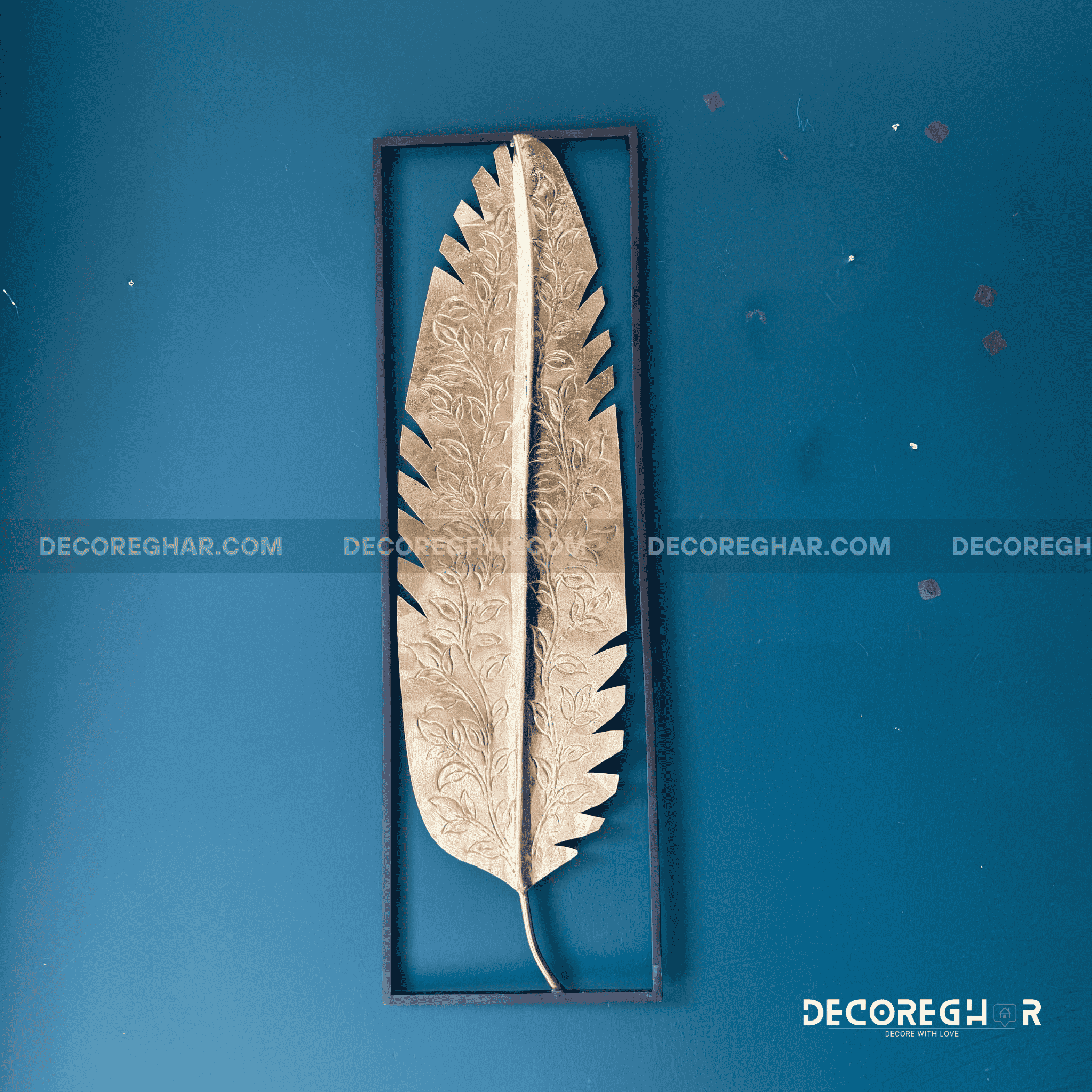 Hand Crafted  Etched Gold Banana Leaf Metal Wall Art