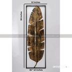 Hand Crafted Antiqued Gold Banana Leaf Metal Wall Panel
