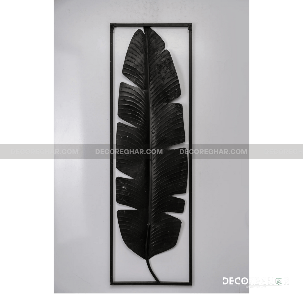 Hand Crafted Antiqued Gold Banana Leaf Metal Wall Panel