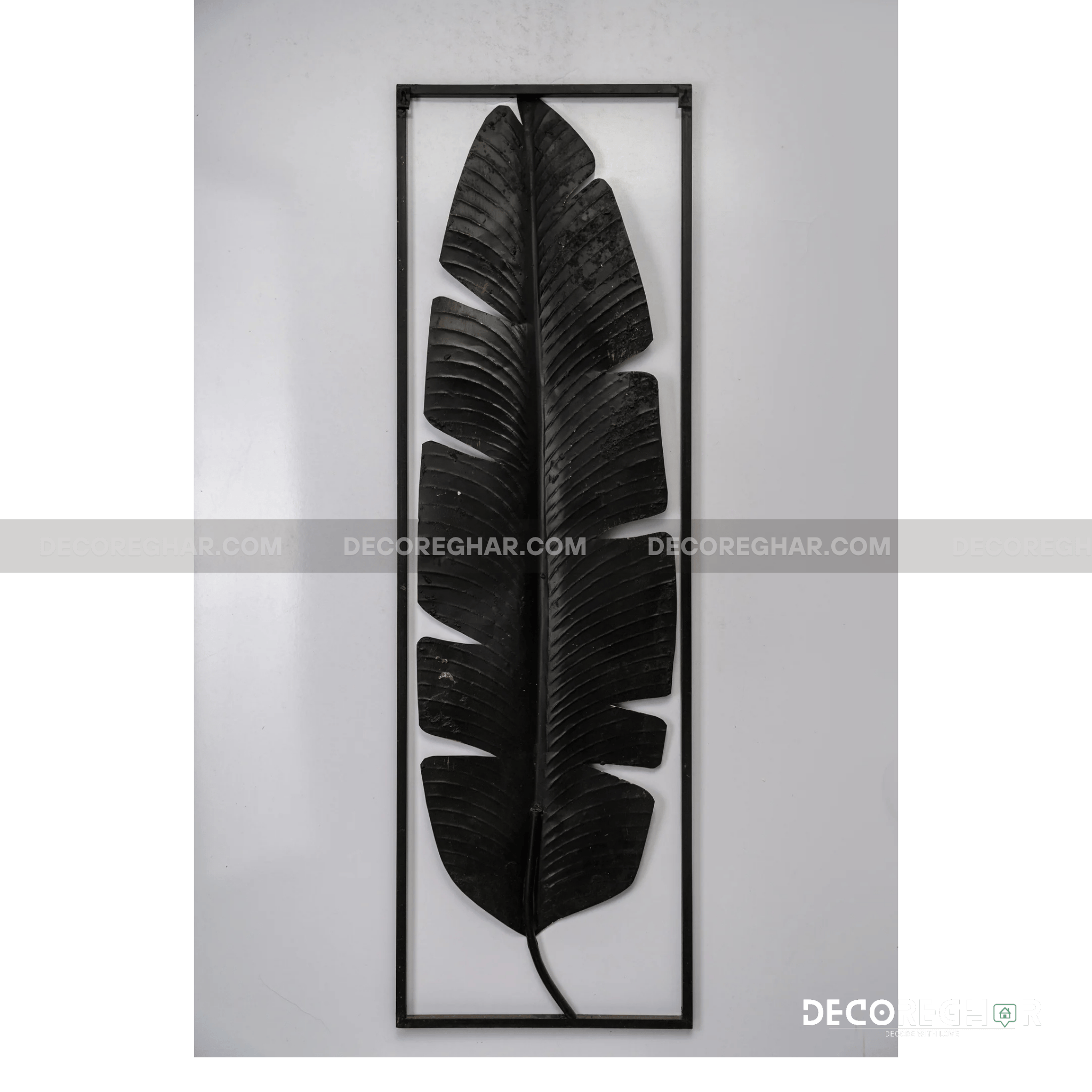 Hand Crafted Antiqued Gold Banana Leaf Metal Wall Panel